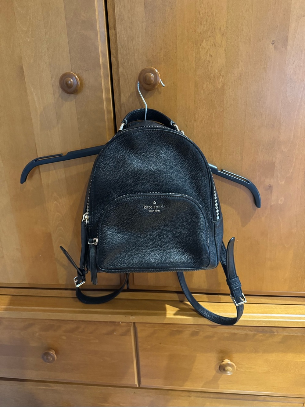Black kate spade mini leather backpack